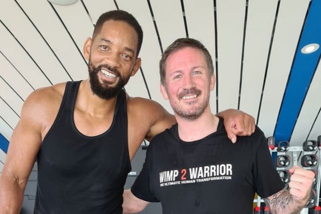 <p>John Kavanagh (right) after a training session with Will Smith</p>