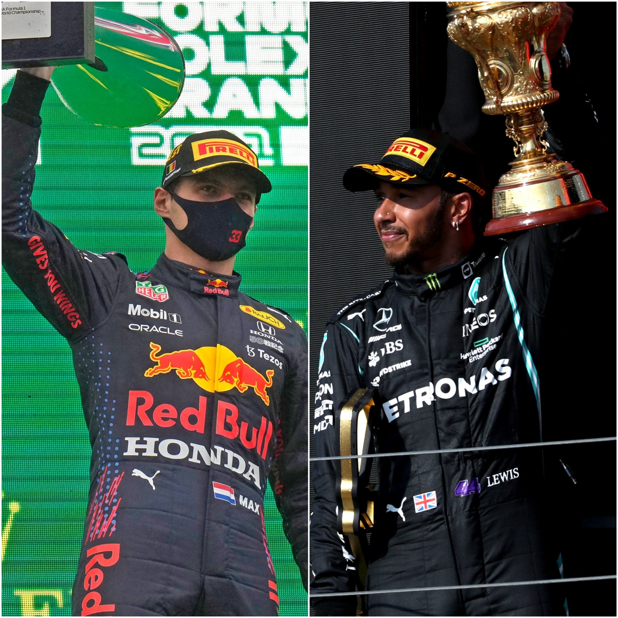 Max Verstappen and Lewis Hamilton (Francisco Seco/Bradley Collyer/PA).