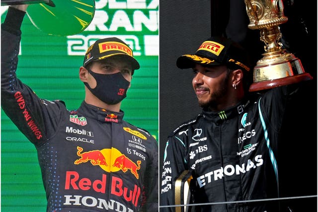 Max Verstappen and Lewis Hamilton (Francisco Seco/Bradley Collyer/PA).