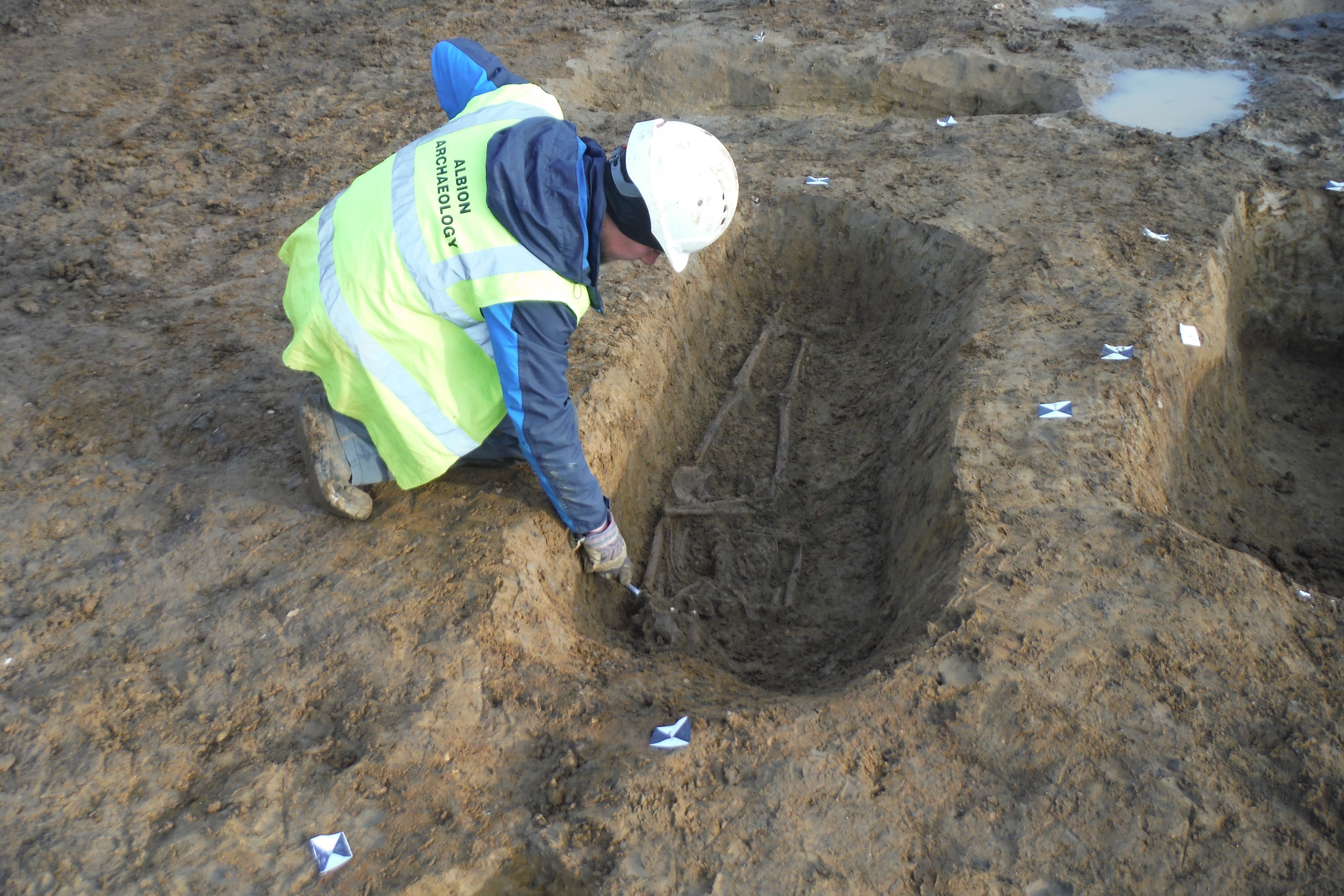 The grave of the crucified skeleton unearthed in Fenstanton