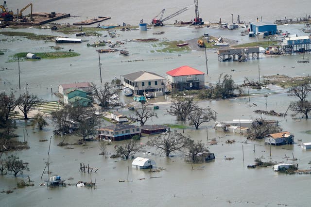 <p>Hurricane Ida’s damage along the US Gulf Coast. The US had 20 billion-dollar climate disasters in 2021 </p>