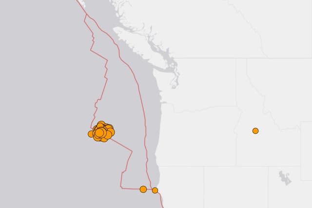 Un mapa del USGS de terremotos recientes