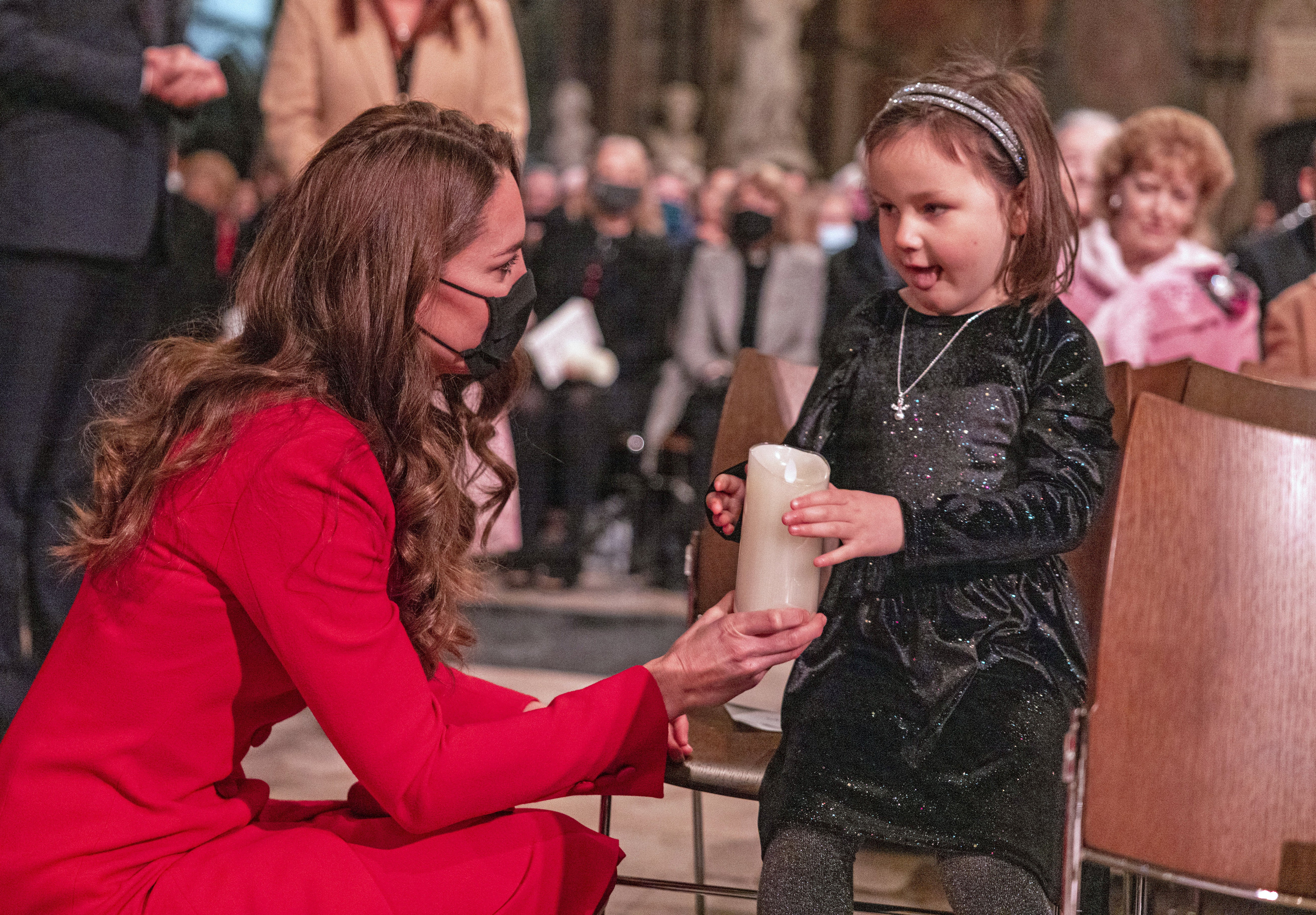 Kate talks to Mila ahead of a Christmas service in 2021