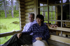 Ghislaine Maxwell and Jeffrey Epstein pictured lounging at Queen’s Balmoral cabin in trial exhibit