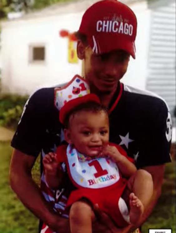 Daunte Wright is pictured with his toddler son before he was shot dead