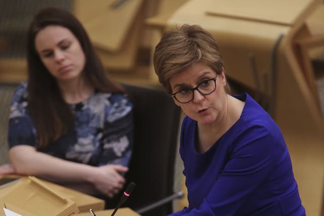 First Minister Nicola Sturgeon delivers a Covid-19 update statement on the Omicron variant in the main chamber at the Scottish Parliament, Edinburgh. Picture date: Tuesday December 7, 2021.