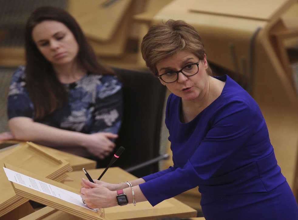 First Minister Nicola Sturgeon delivers a Covid-19 update statement on the Omicron variant in the main chamber at the Scottish Parliament, Edinburgh. Picture date: Tuesday December 7, 2021.