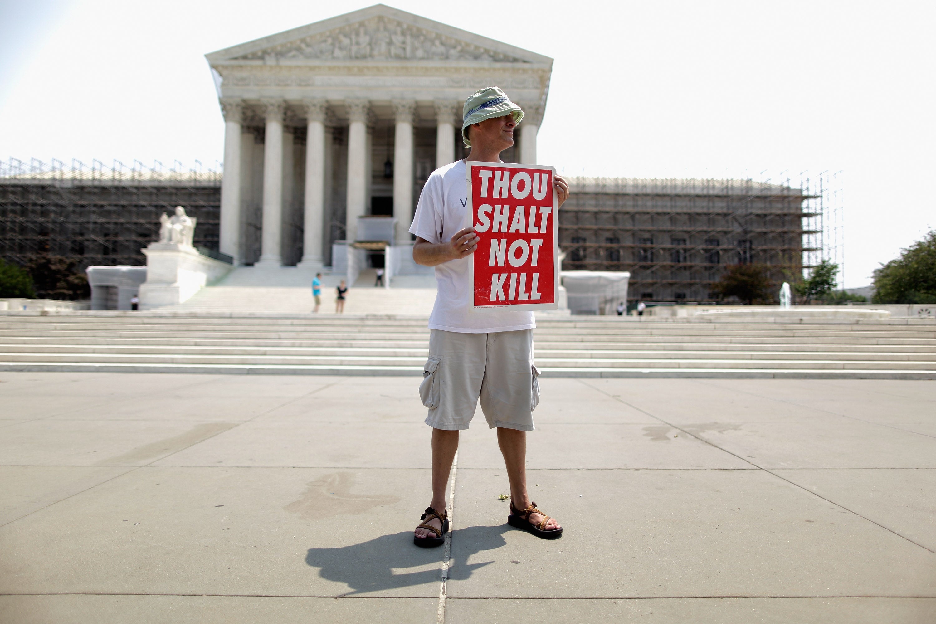 A death penalty protestor in Virginia