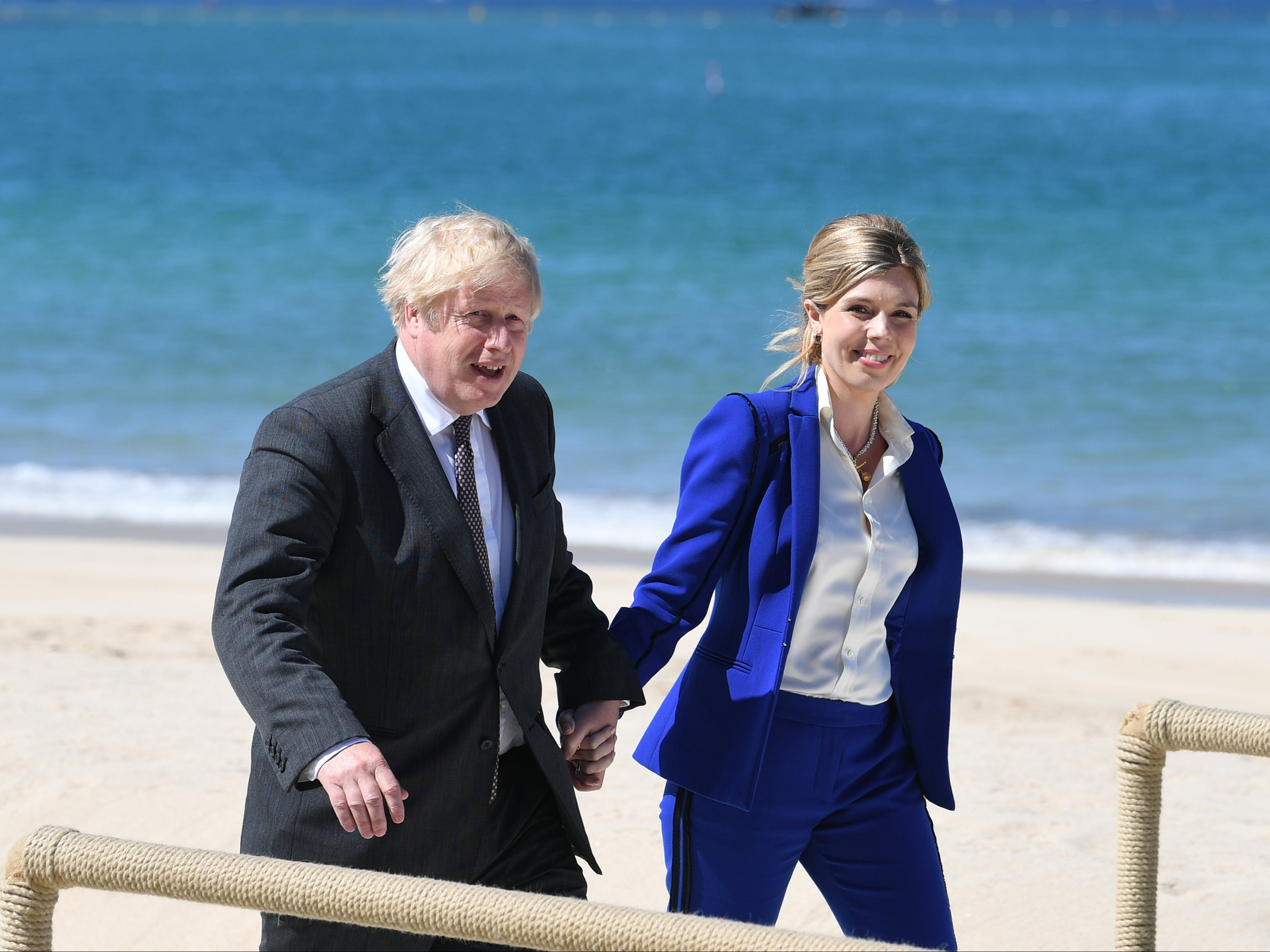 Boris Johnson and Carrie (L) at the G7 Summit