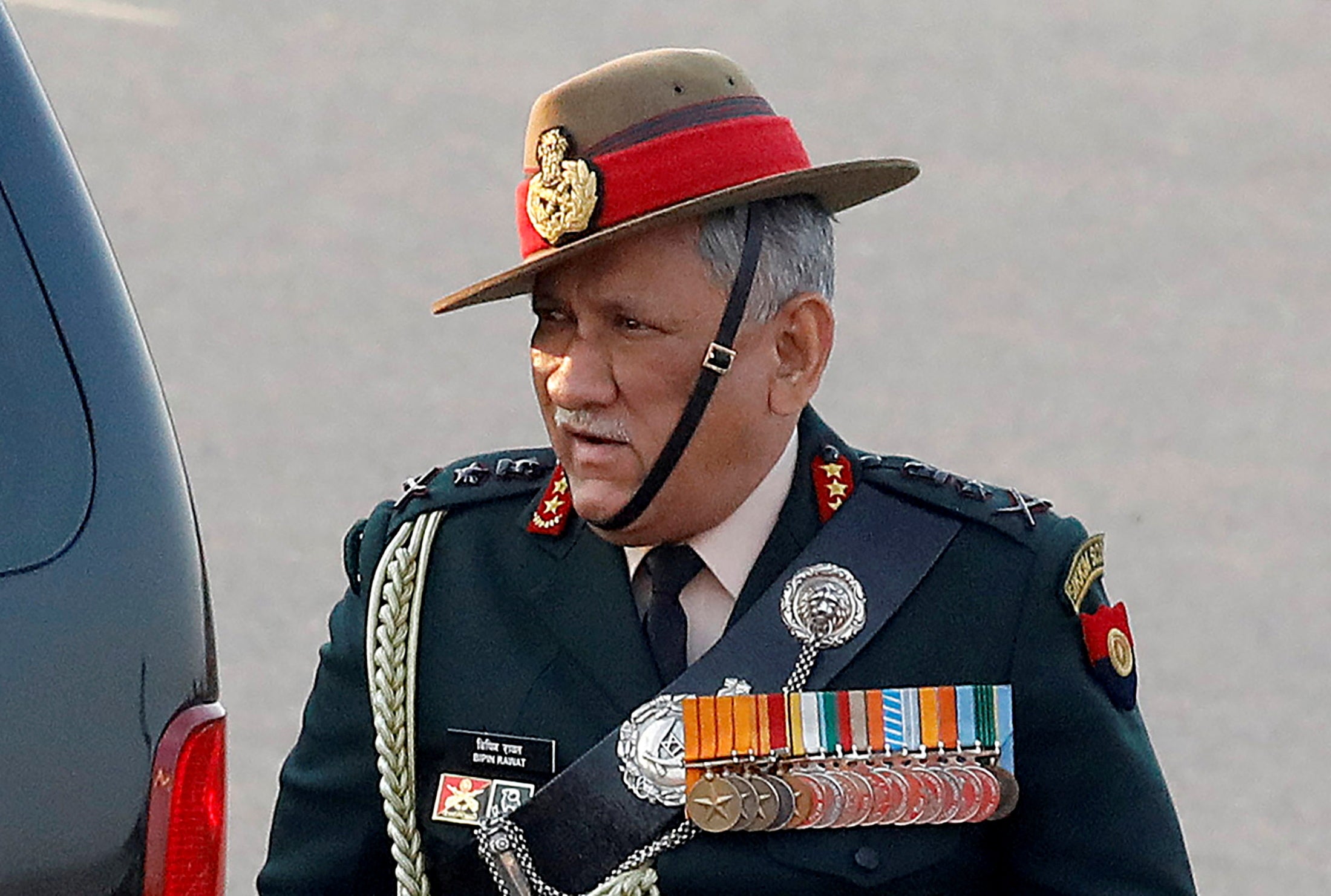 File: Indian first Chief Defence of Staff General Bipin Rawat arrives for the Beating the Retreat ceremony in New Delhi, India in 2019