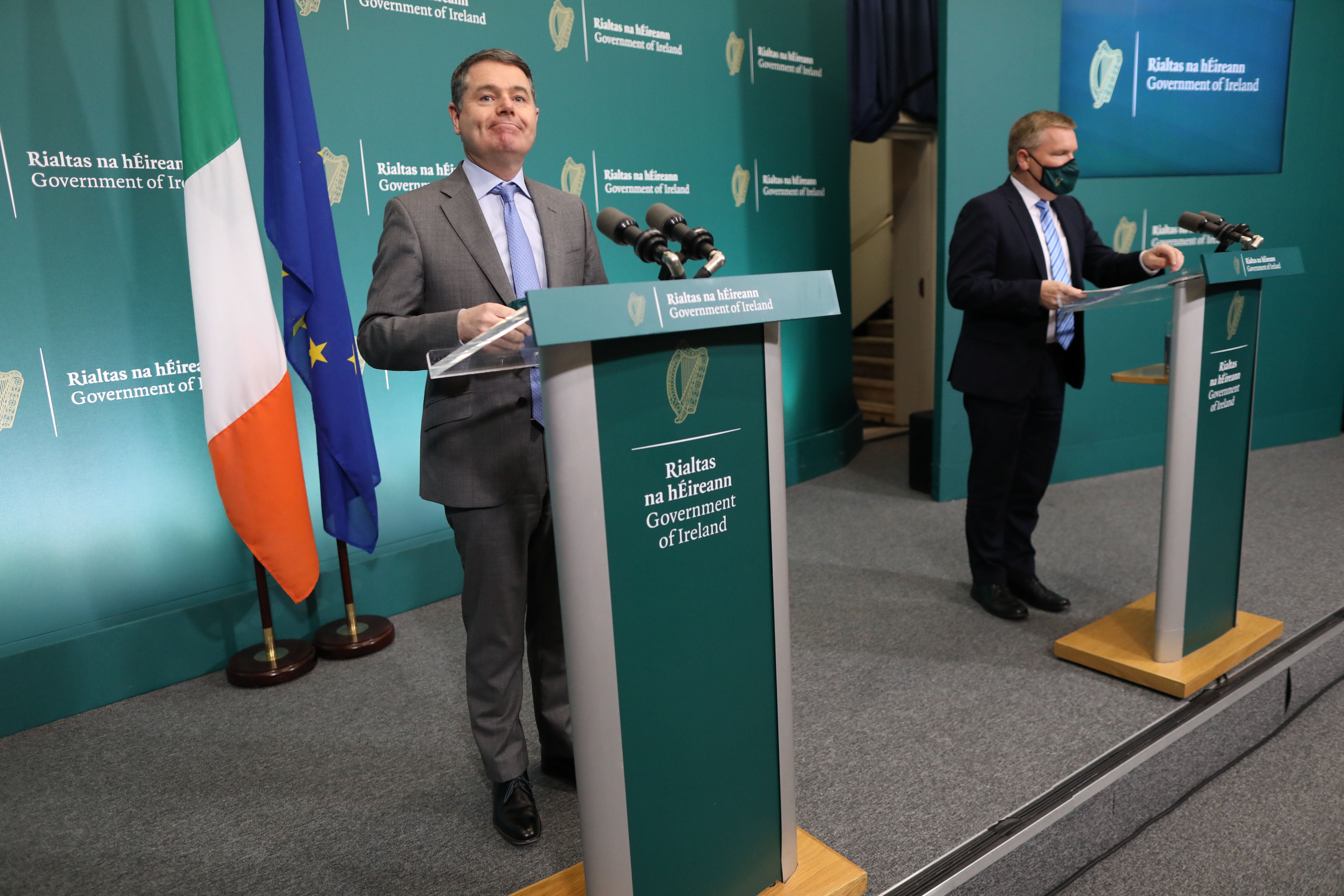 Minister for Finance Paschal Donohoe, left, and Michael McGrath, the Minister for Public Expenditure and Reform (Julien Behal Photography/PA)