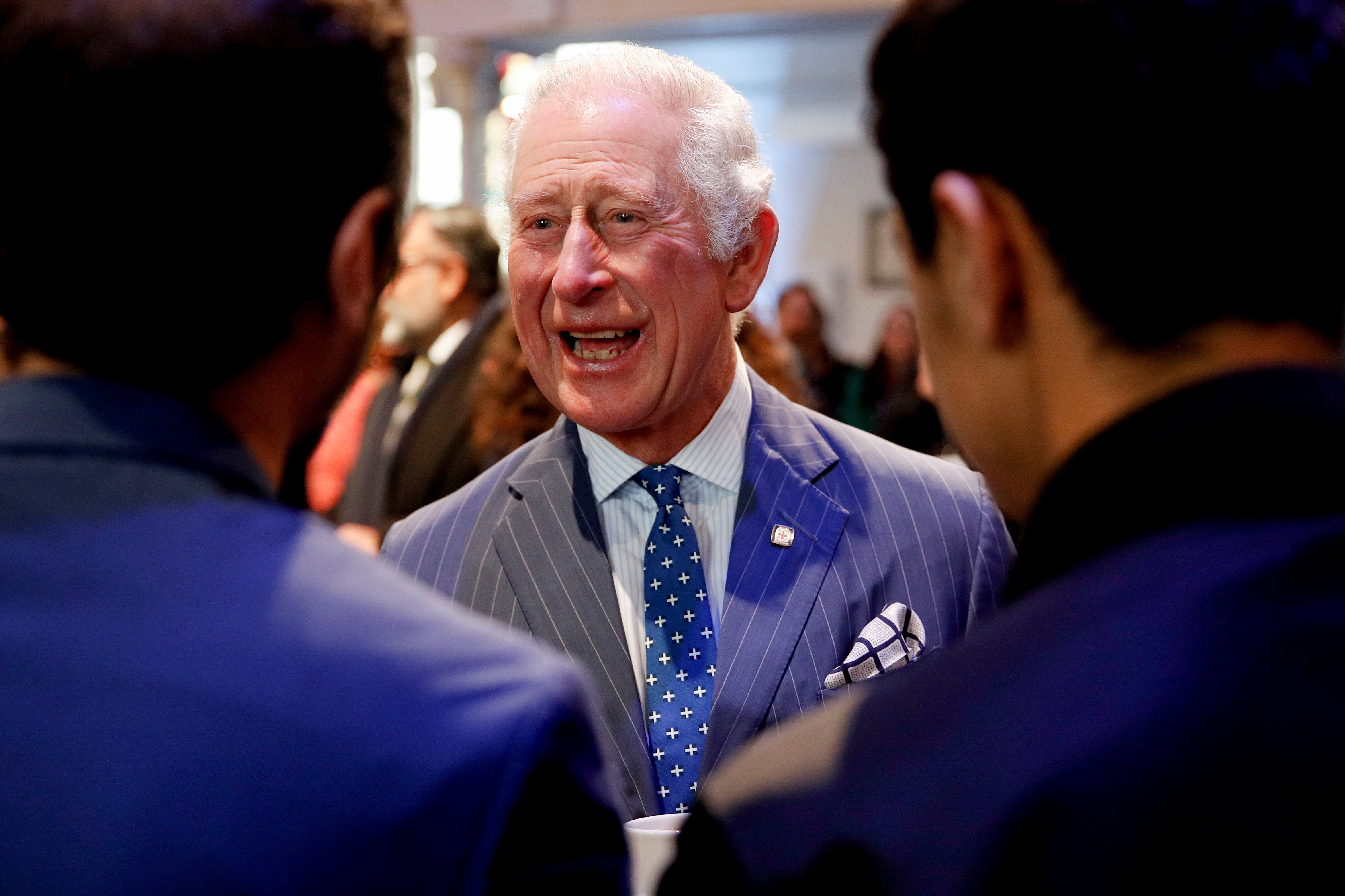 Prince Charles spoke to engineers from the private firm Astroscale which is pioneering new technology to capture defunct satellites with the aim of removing or repairing them