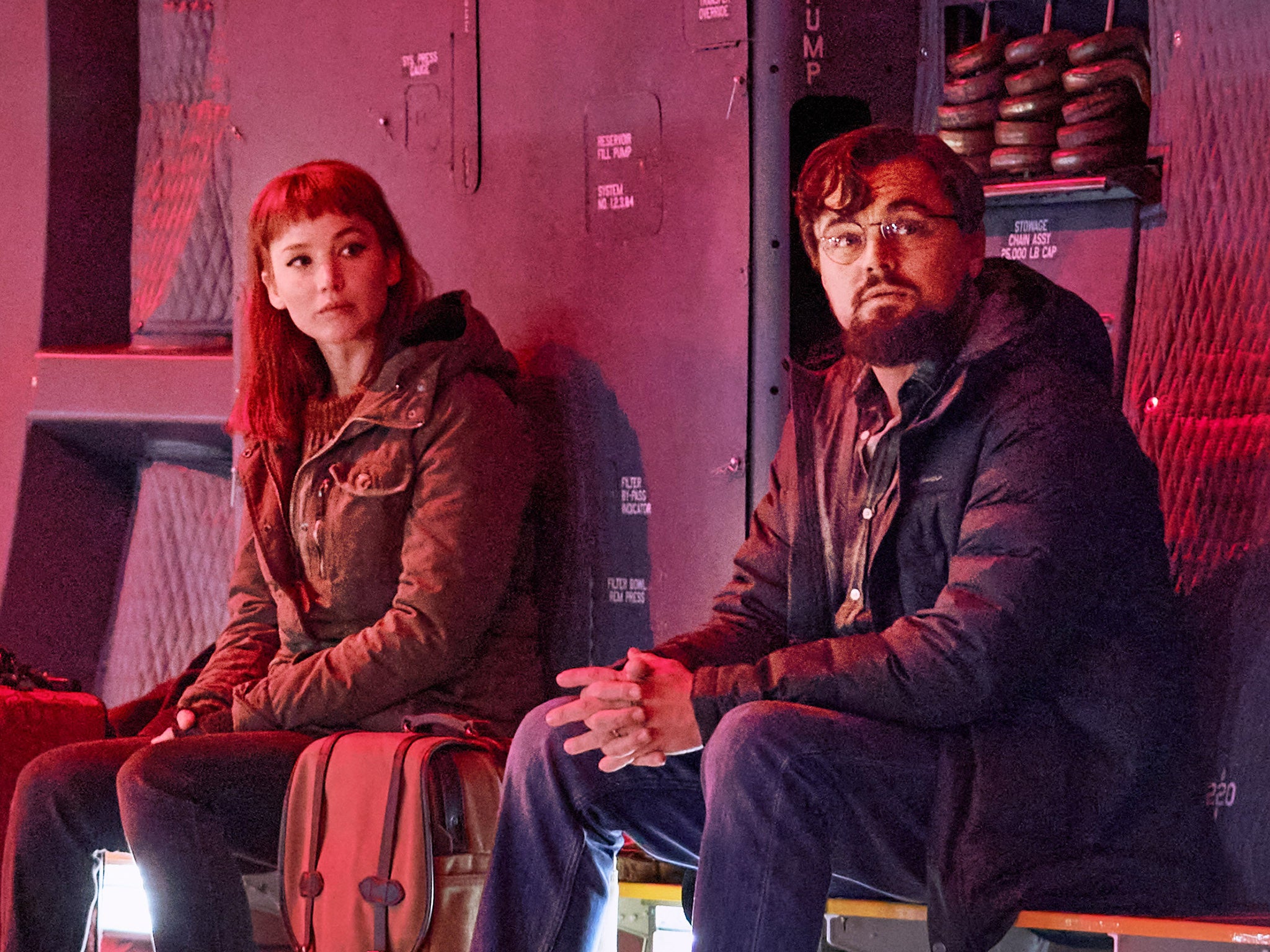 <p>Jennifer Lawrence and Leonardo DiCaprio in ‘Don’t Look Up'</p>