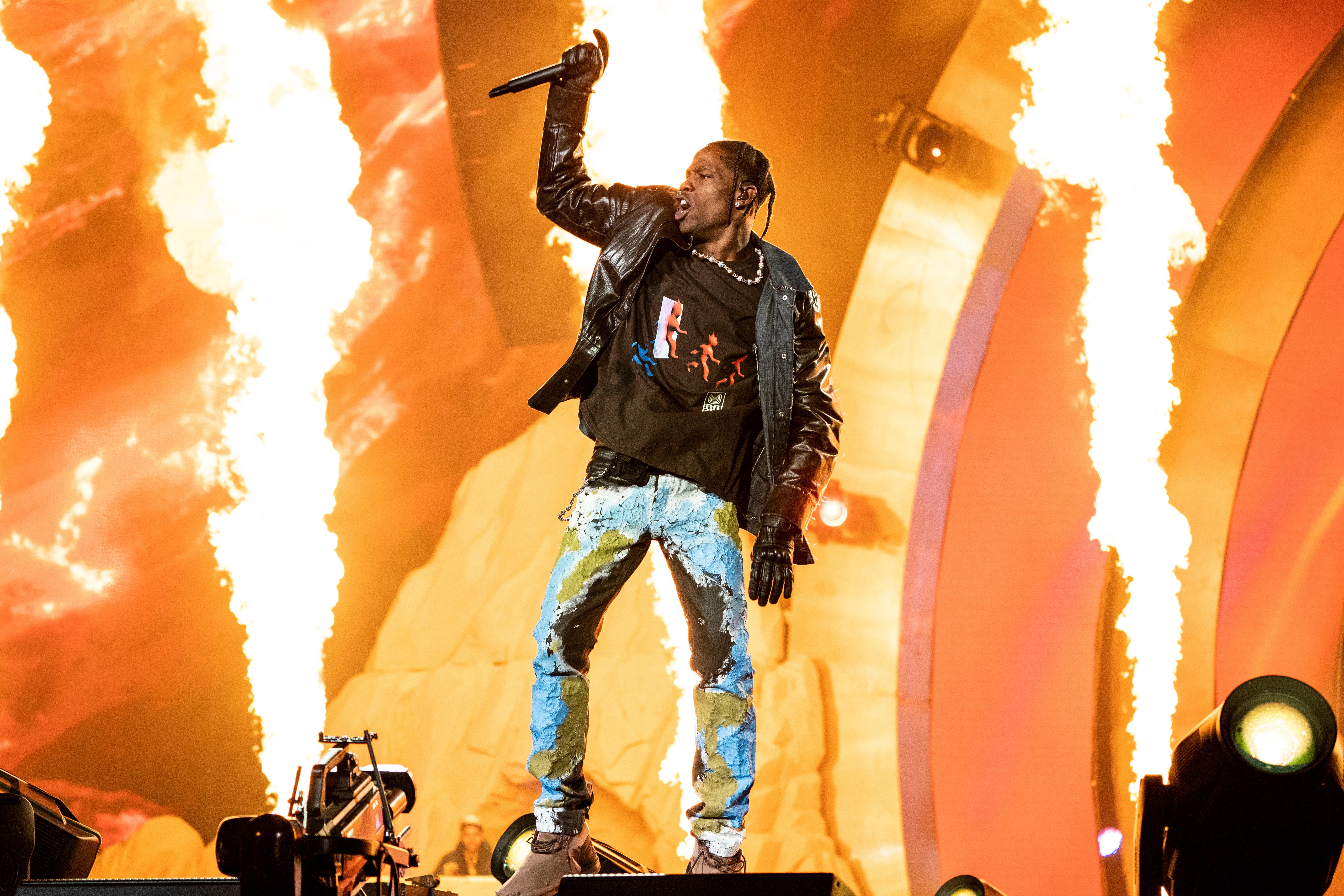 Travis Scott performs at the Astroworld Music Festival in Houston on Nov. 5, 2021.
