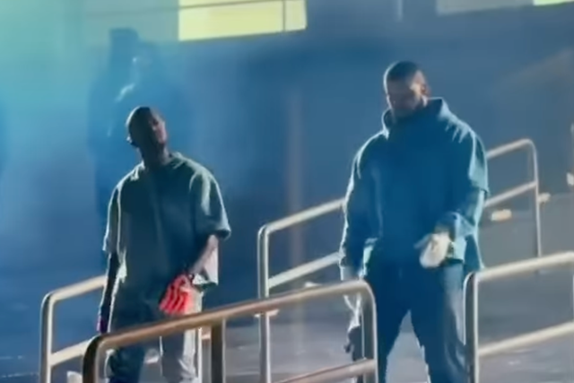 <p>Kanye West and Drake at the Free Larry Hoover Benefit concert </p>