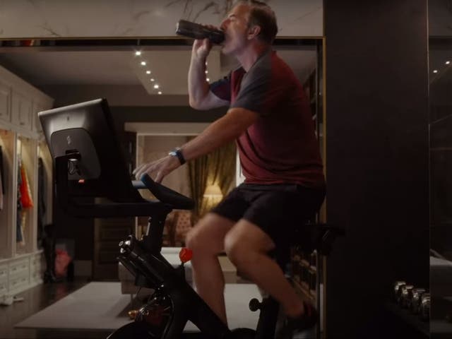 <p>Chris Noth, who plays Mr Big, rides a Peloton in And Just Like That</p>