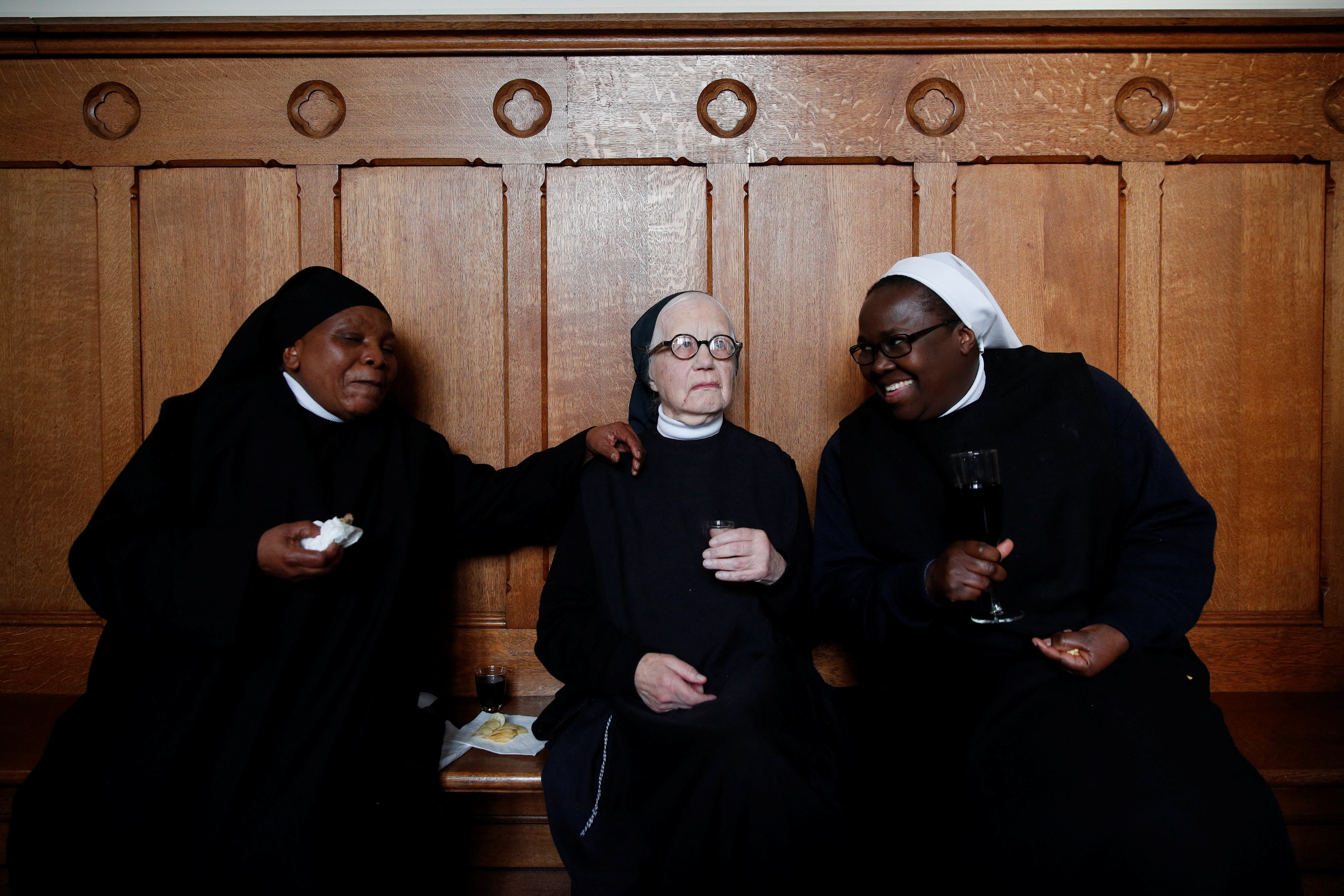Benedictine Sisters at lunch in Anhee, Belgium