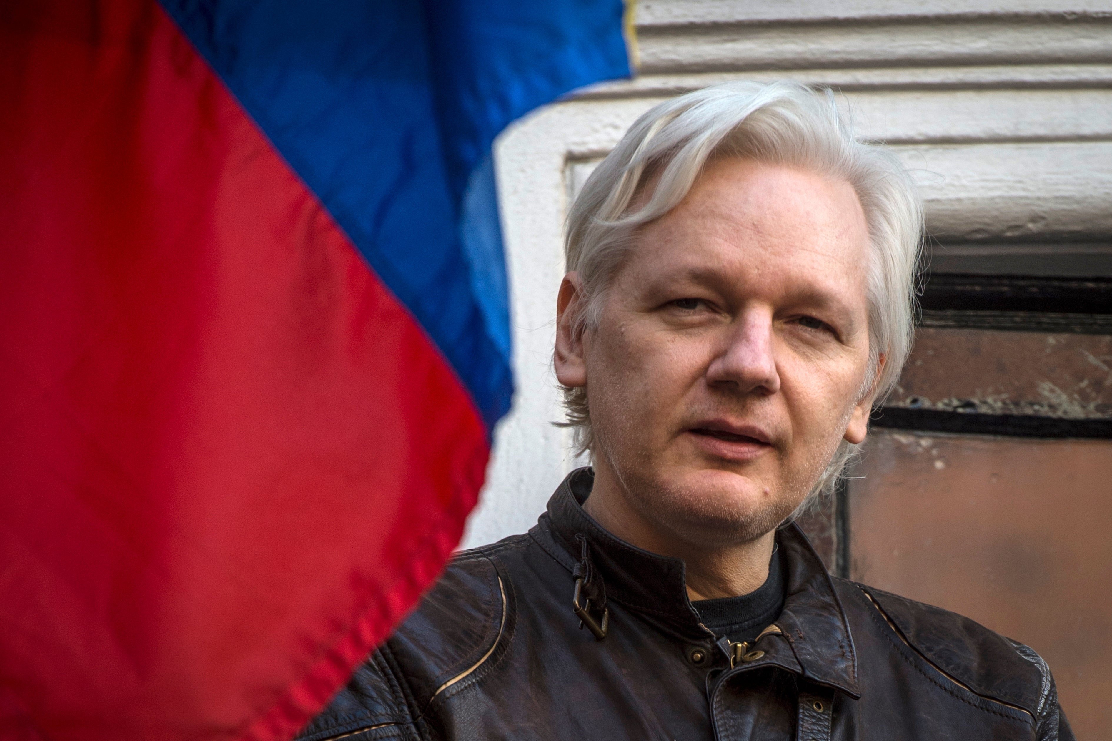 Julian Assange during his time at the Ecuadorian embassy in London (PA)