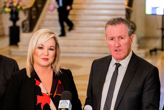Deputy First Minister Michelle O’Neill and Finance Minister Conor Murphy of Sinn Fein (PA)