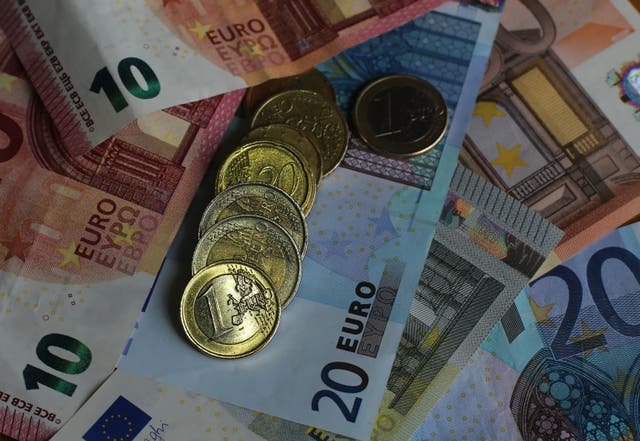 <p>A collection Euro notes </p>