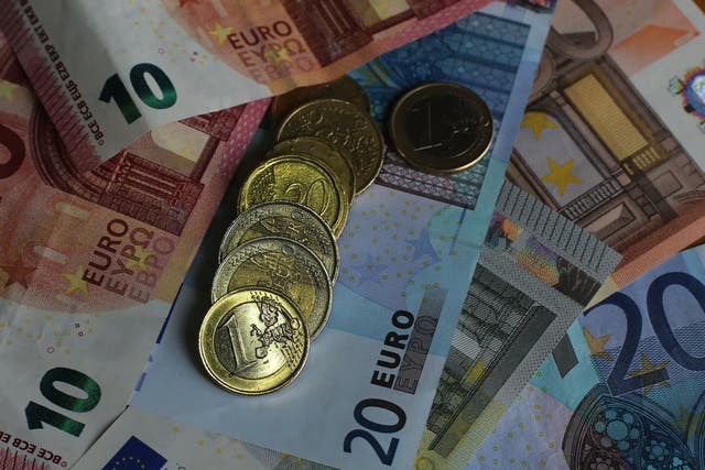 <p>A collection Euro notes </p>
