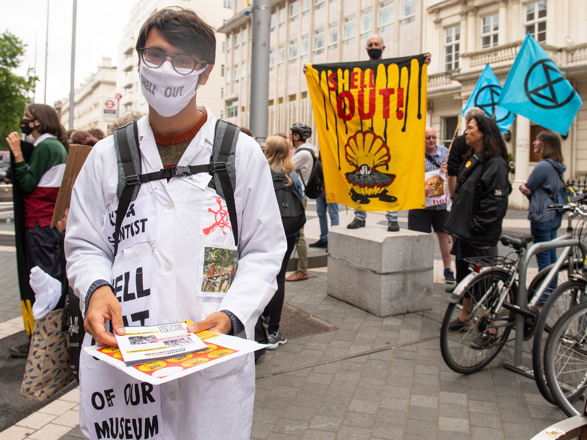 <p>Climate activists take part in an anti-Shell protest at the Science Museum in London</p>