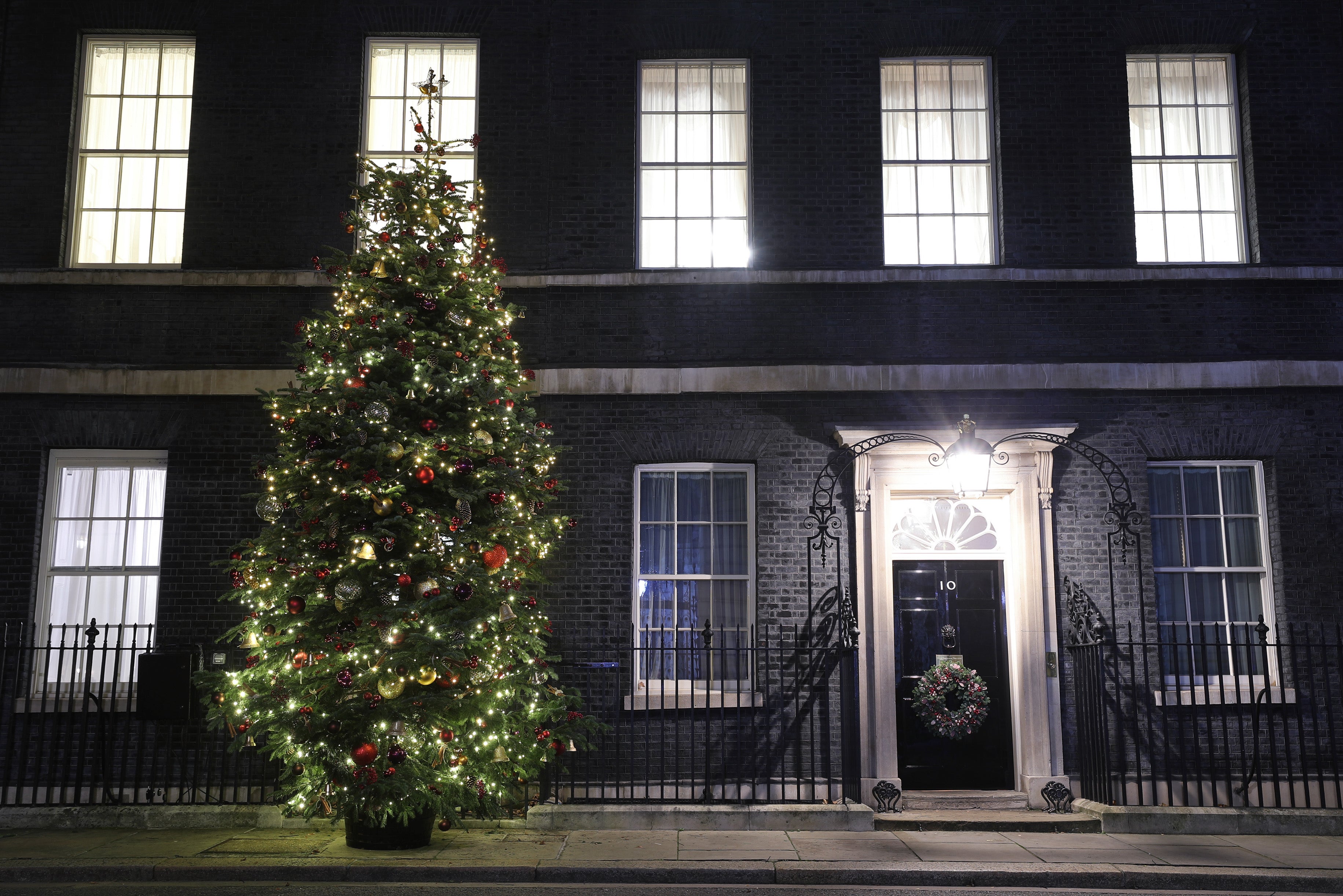 A Christmas tree outside 10 Downing Street (PA)