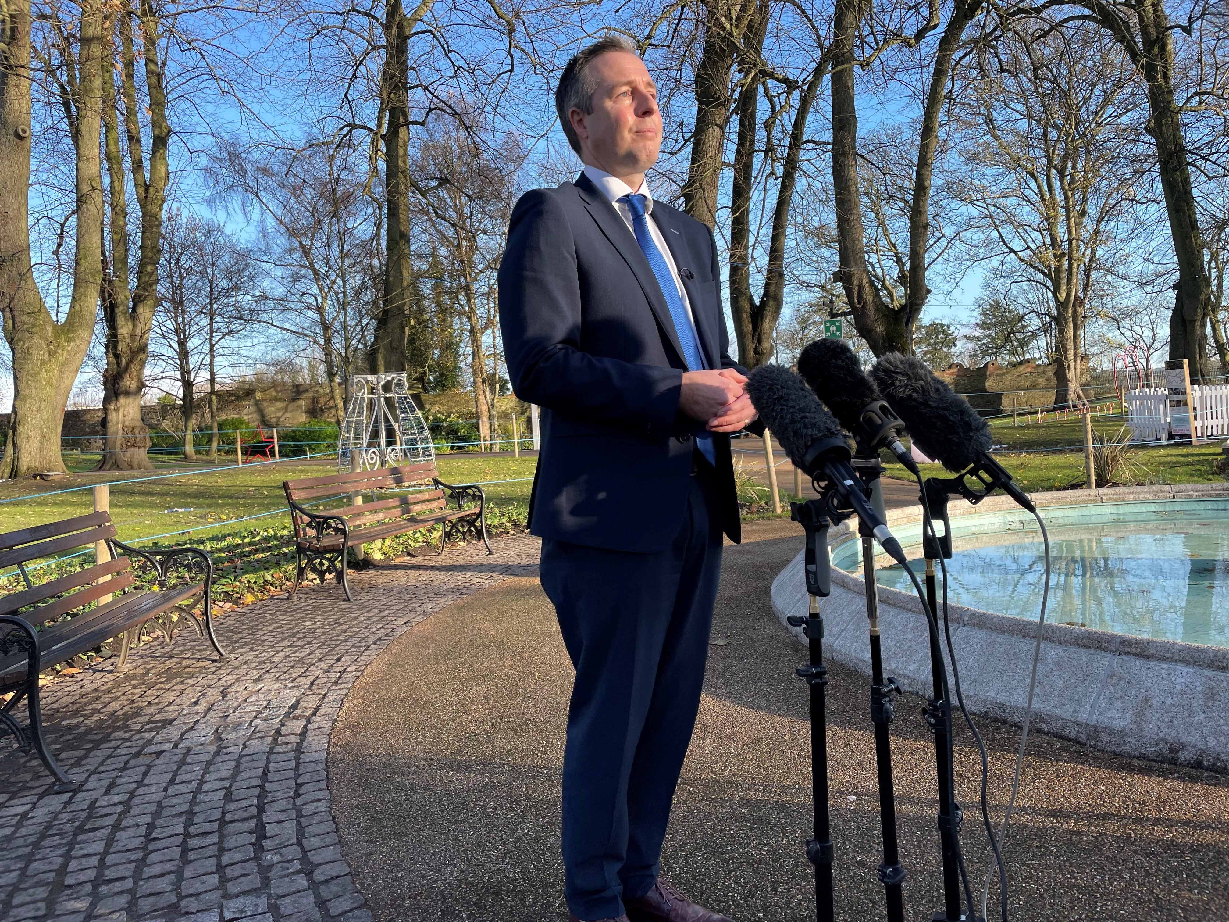 Northern Ireland’s First Minister, Paul Givan, has said there are no plans for further Covid restrictions over Christmas (Jonathan McCambridge/PA)