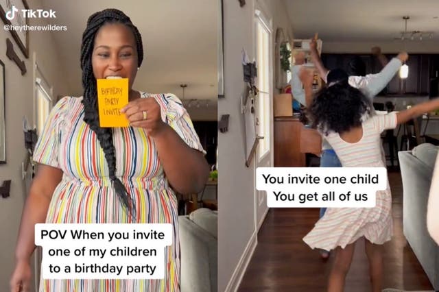 <p>Mother sparks debate after revealing she brings entire family if one child is invited to birthday party</p>
