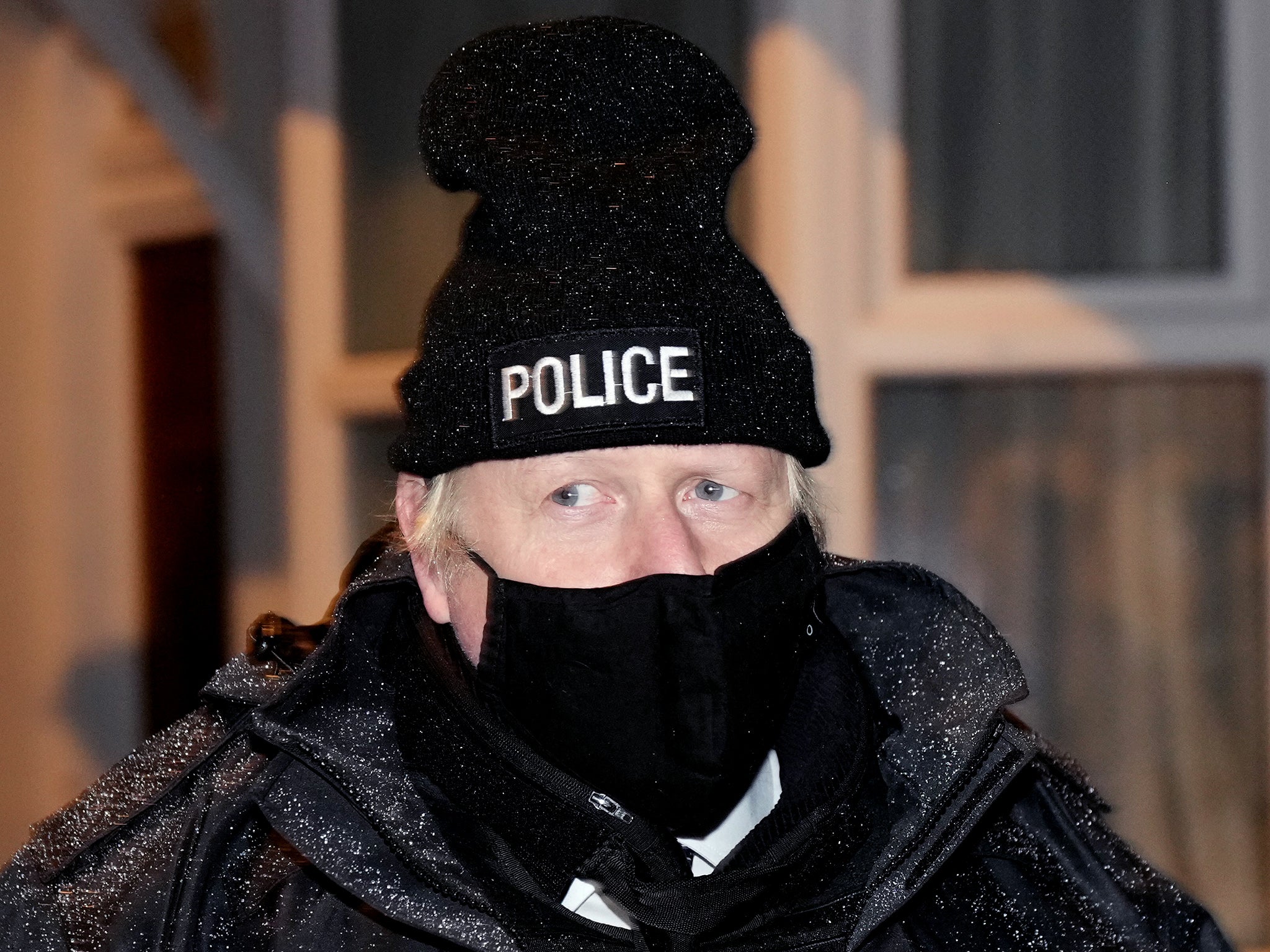 Boris Johnson observes an early morning Merseyside police raid on a home in Liverpool as part of 'Operation Toxic' to infiltrate County Lines drug dealings in Liverpool
