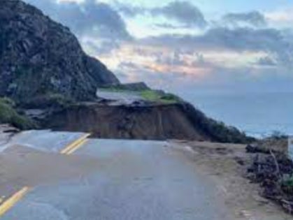 A landslide destroyed a portion of the Big Sur coastal highway in California in January