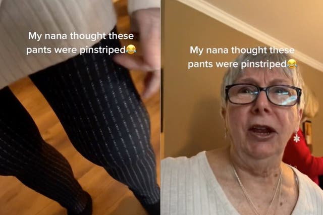 <p>Woman films grandmother’s reaction to finding out legging pattern is actually made up of explicit words</p>