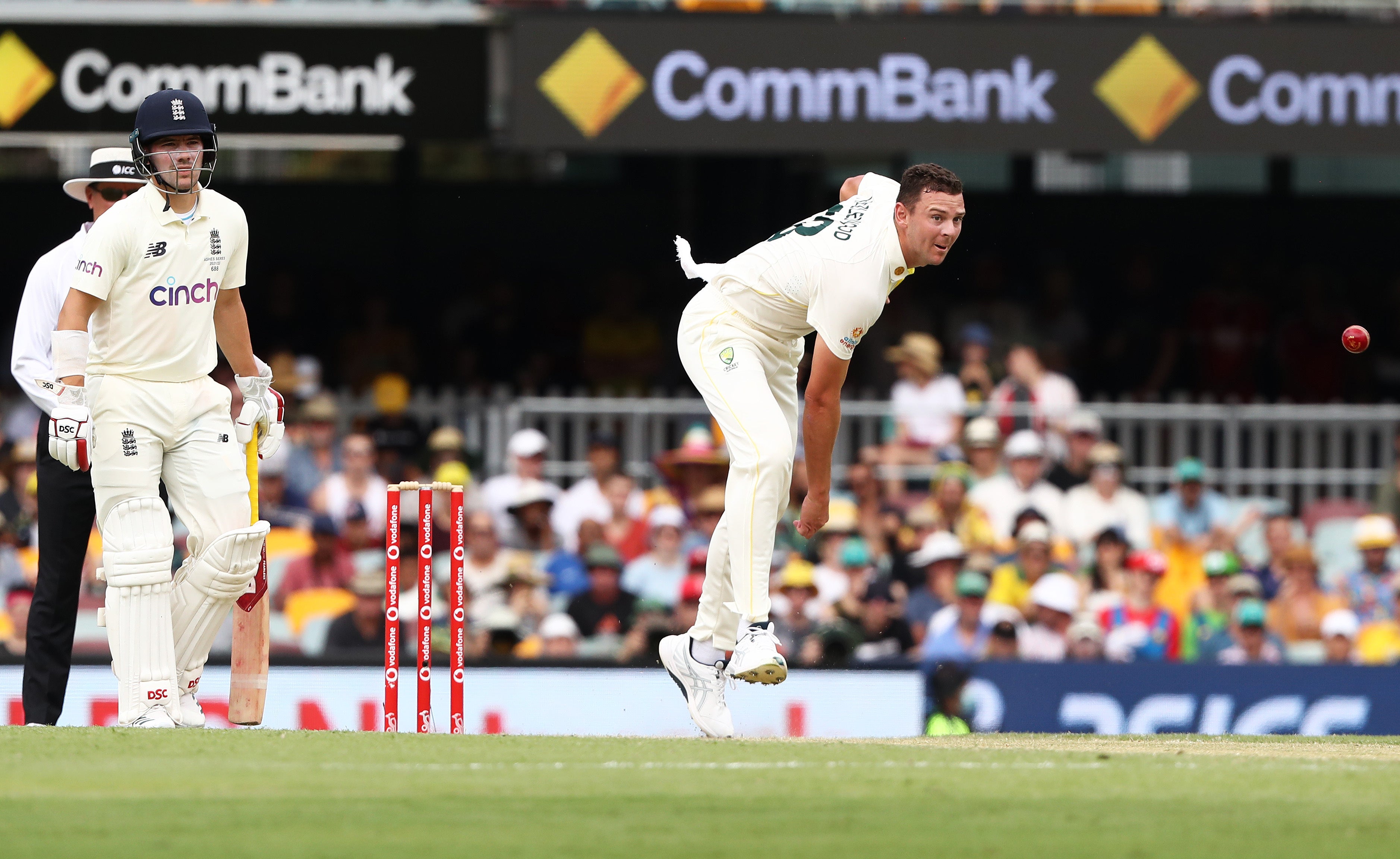 Josh Hazlewood was in some pain in England’s second innings (Jason O’Brien/PA)