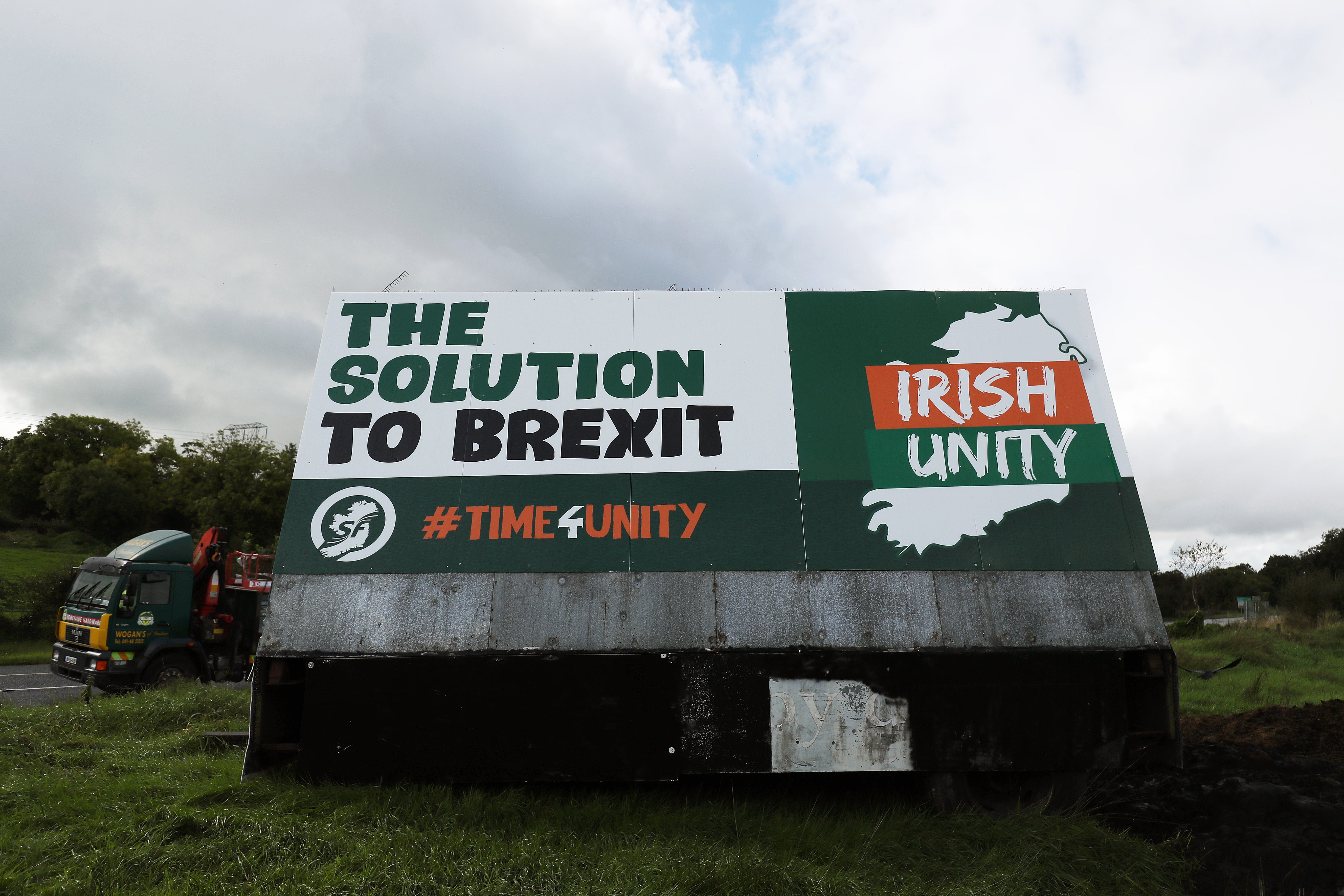 A Sinn Fein poster proposing Irish unity as a solution to Brexit (Brian Lawless/PA)