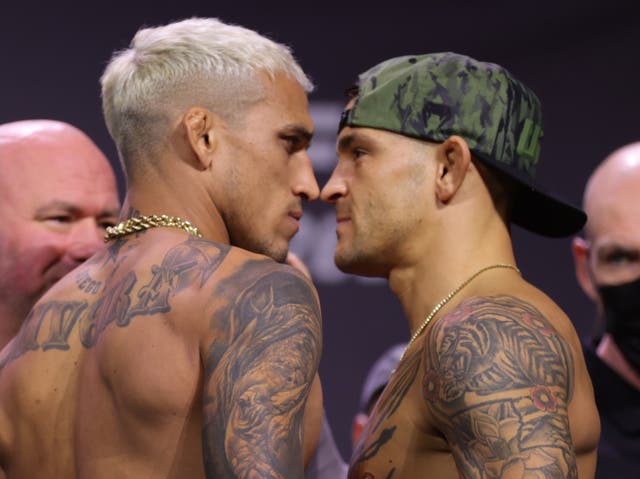 <p>Charles Oliveira (left) and Dustin Poirier (right) have been handed tough match-ups </p>