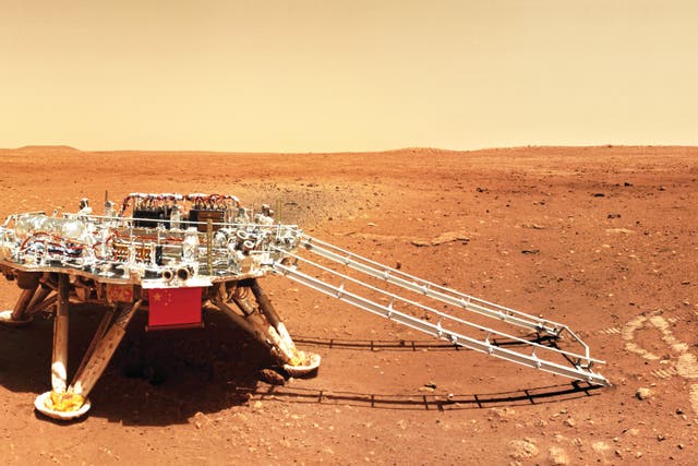 <p> A photo released on June 11 by the China National Space Administration shows Zhurong, China’s first Mars rover, on the surface of the planet</p>