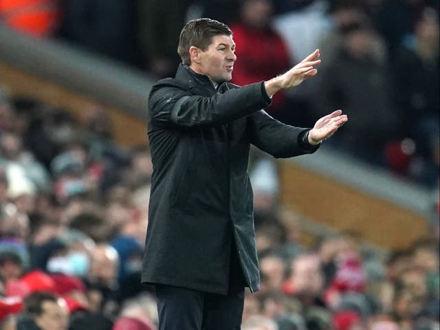 Aston Villa manager Steven Gerrard did not want to go ‘gung ho’ on his return to Anfield for fear of a thrashing (Nick Potts/PA)