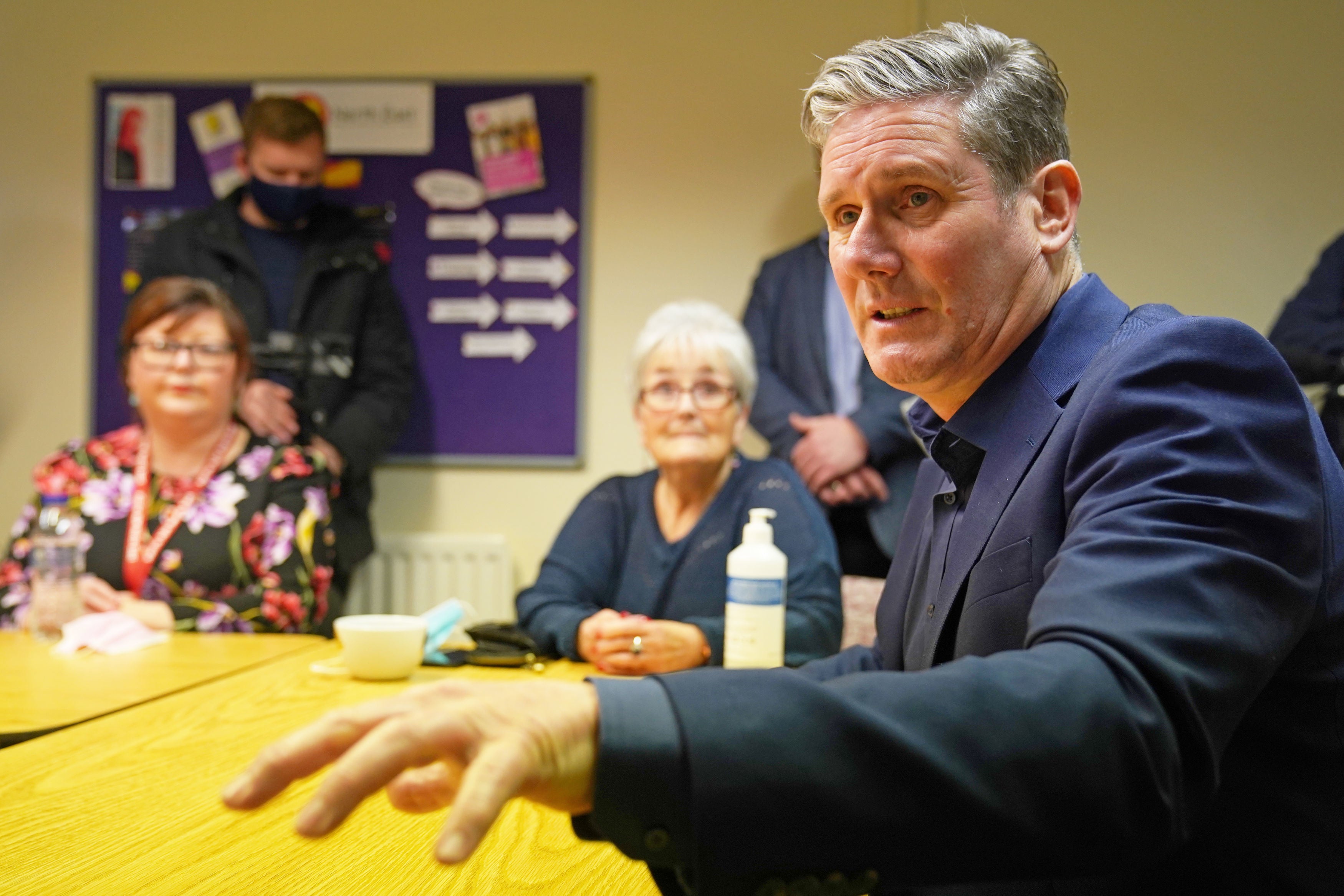Labour leader Sir Keir Starmer in Hadston, Northumberland, during a visit to meet people affected by Storm Arwen