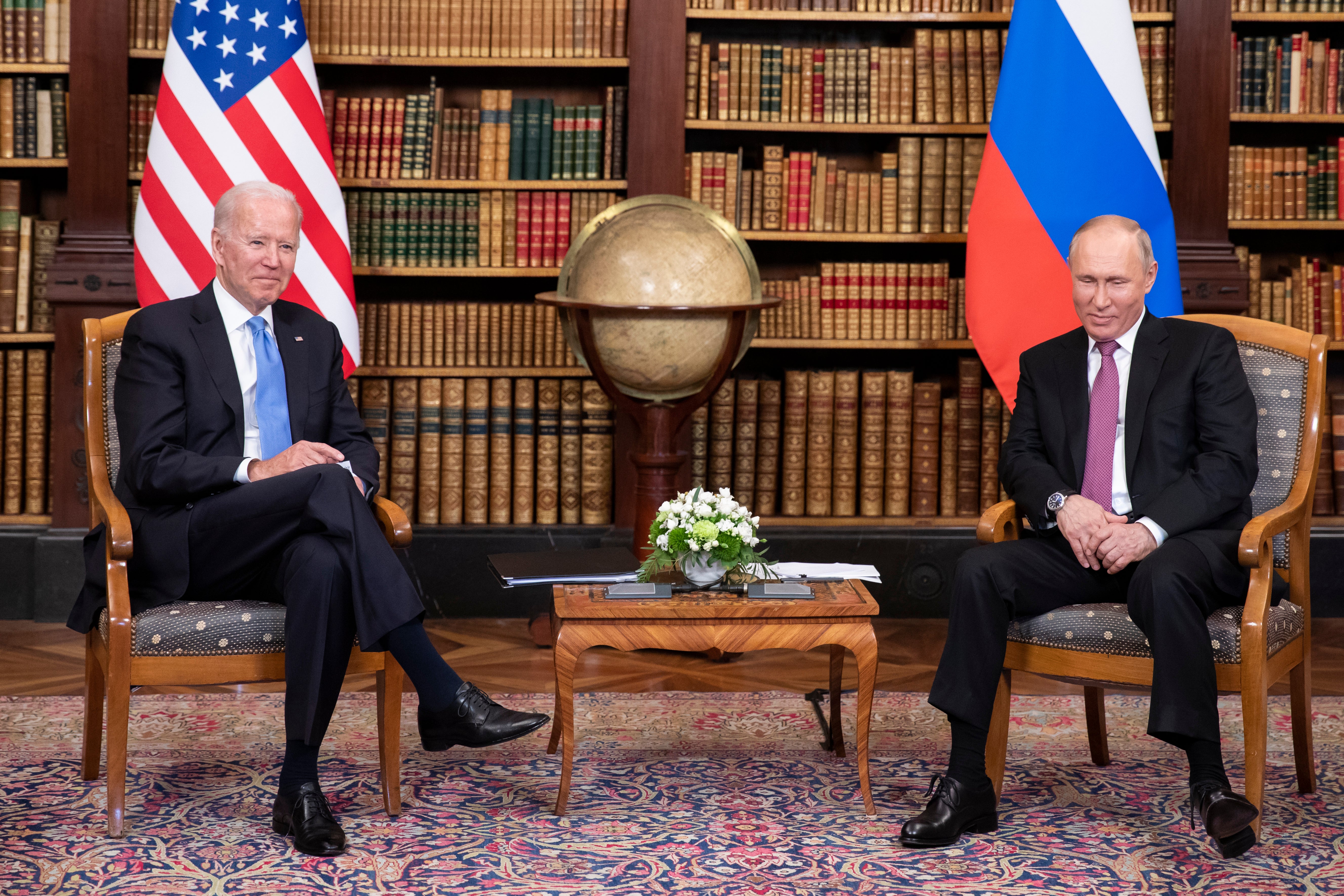 President Joe Biden and his Russian counterpart Vladimir Putin meet during the US-Russia summit in Geneva on 16 June 2021