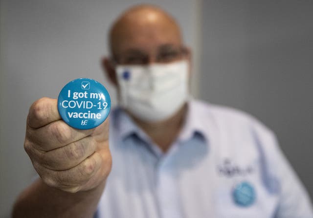 Tommy McGrath, 61, from Ballyfermot, after receiving his AstraZeneca Covid-19 vaccination (Brian Lawless/PA)