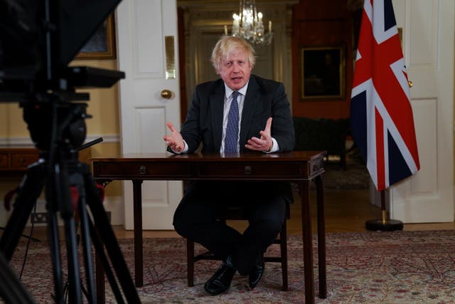 <p>Boris Johnson addresses the public to provide an update on the Covid-19 booster programme at Downing Street</p>