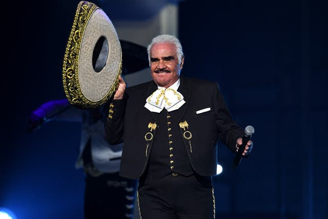 <p>File: Vicente Fernandez performs during the 20th annual Latin GRAMMY Awards in 2019</p>