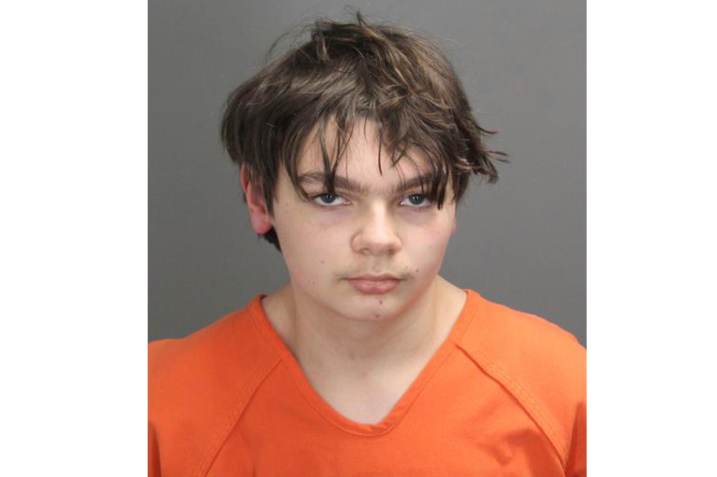 This booking photo released by the Oakland County, Mich., Sheriff's Office shows Ethan Crumbley, 15, who is charged as an adult with murder and terrorism for a shooting that killed four fellow students and injured more at Oxford High School in Oxford, Mich., authorities said Wednesday, Dec. 1, 2021.