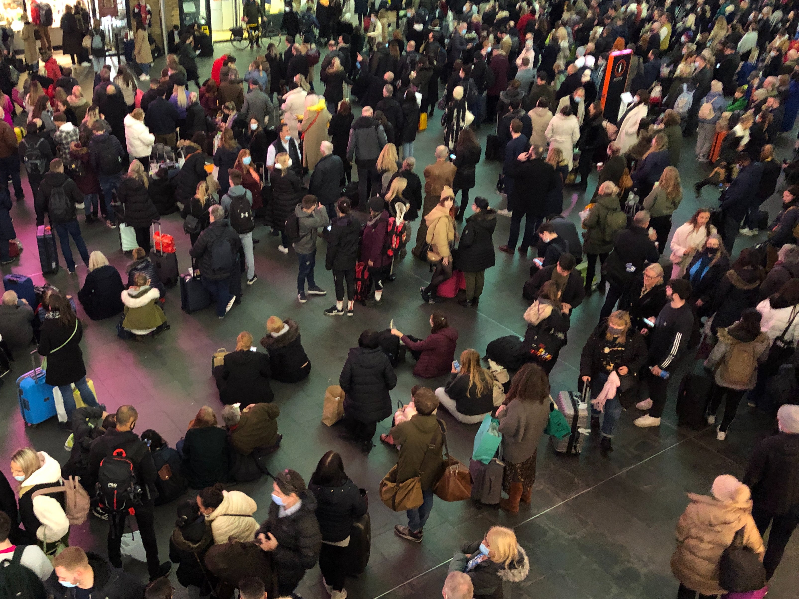 Going nowhere: passengers at London King’s Cross on Sunday afternoon