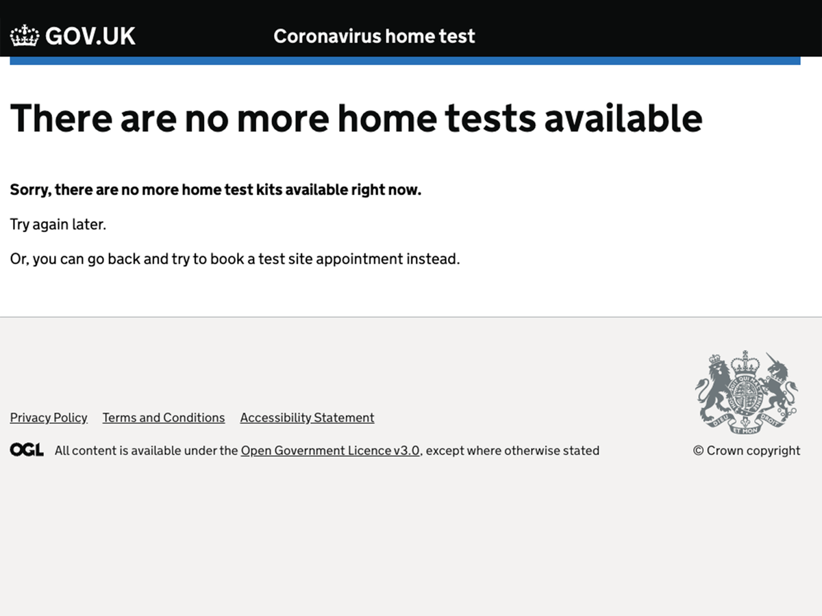 Covid: Lateral flow tests run out on government website after surge in demand