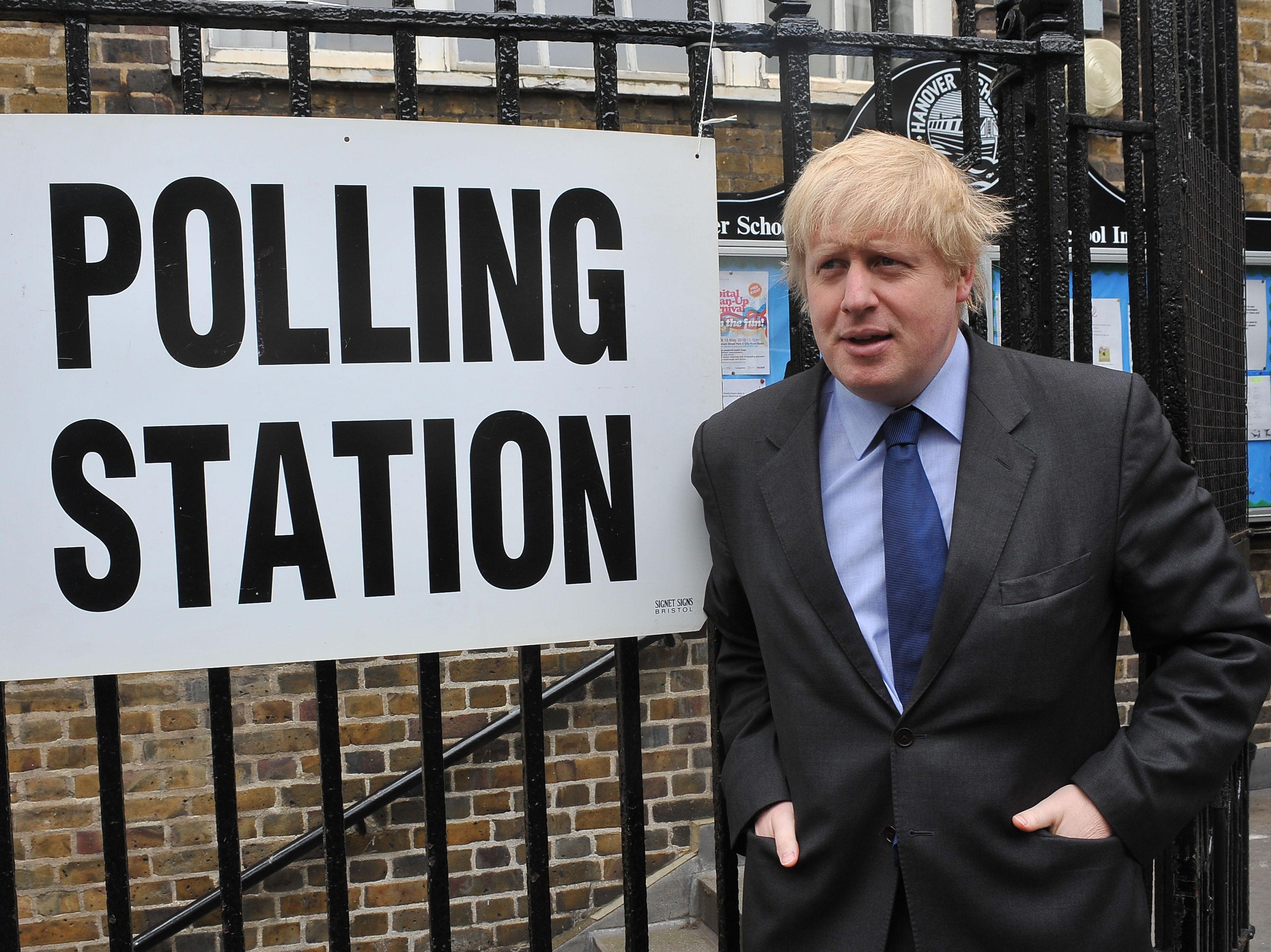 Boris Johnson outside voting station in Islington, London.