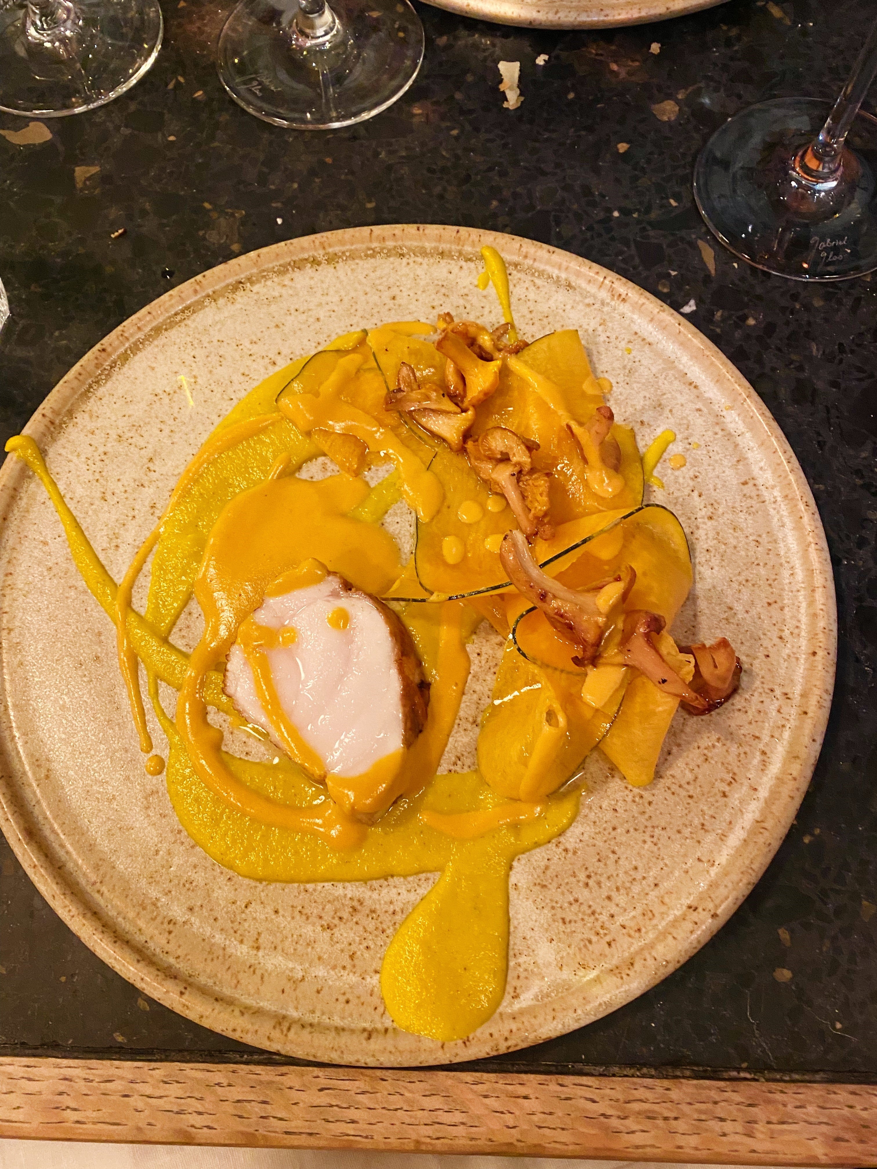 Monkfish was striking orange in colour and the exact personification of the autumn trees outside
