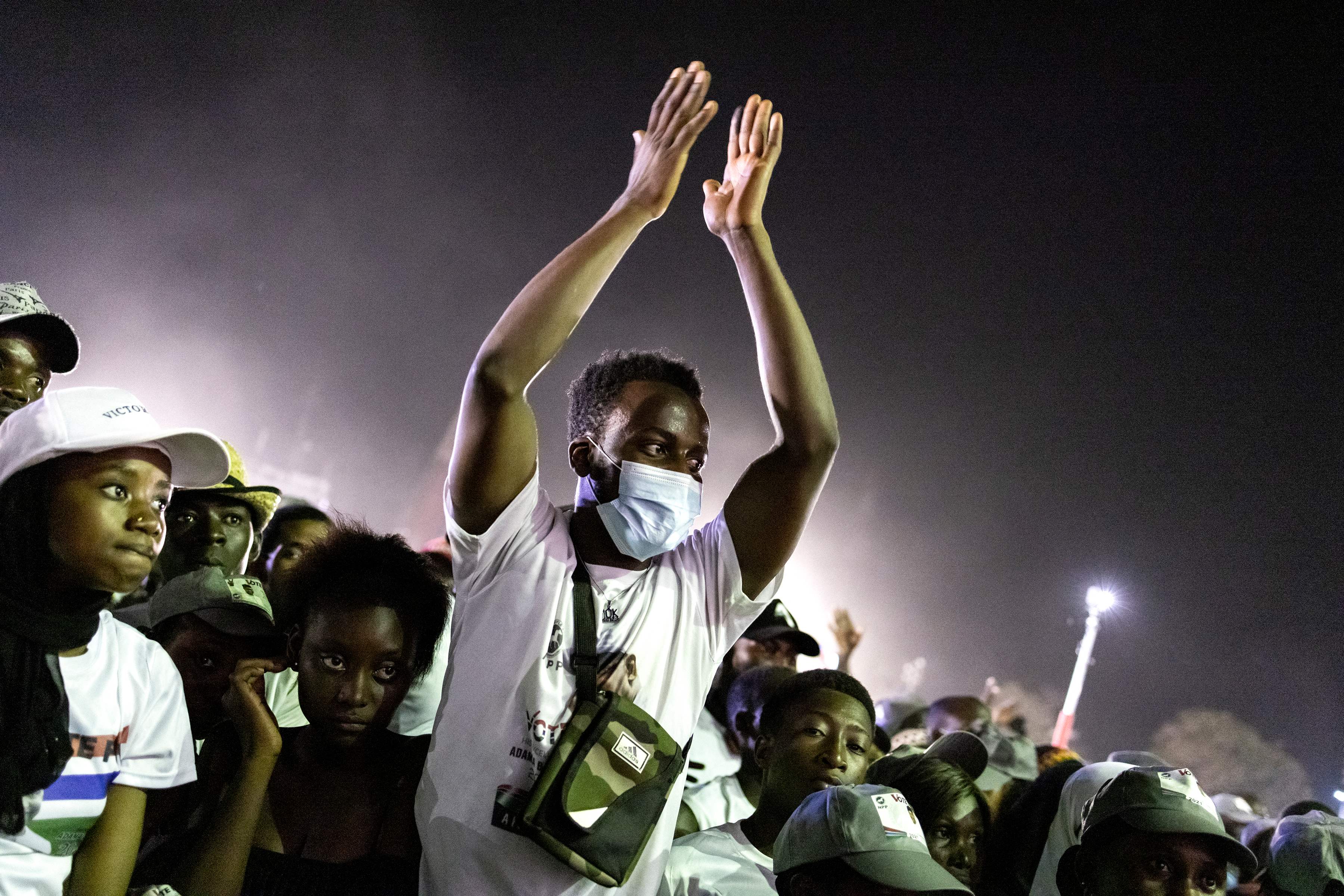 Supporters of Adama Barrow celebrated the results of the election late into the night