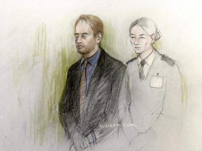 Court sketch of Thomas Schreiber, 35, appearing at Winchester Crown Court