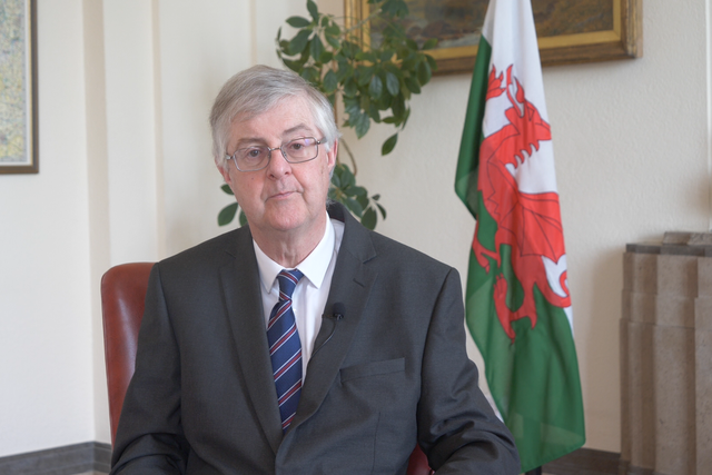 First Minister Mark Drakeford in a televised address to Wales to update the country on the booster rollout and spread of Omicron. (Welsh Government/PA)